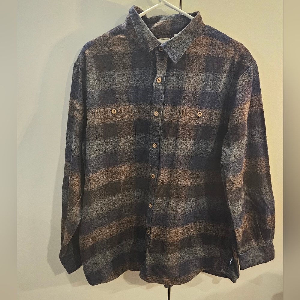 Blue and Brown Casual Button Down Shirt with Plaid Design